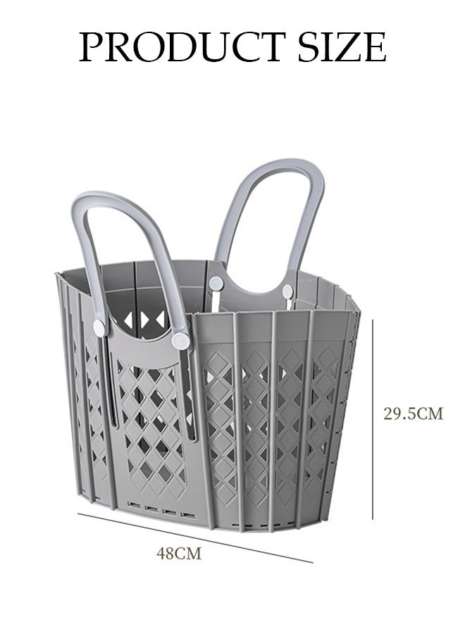 MIXDE Foldable Laudry Basket, Collapsible Clothes Laundry Hamper, Plastic Storage Laundry Box with Dual Handles, Space Saving Storage Container, Laundry Organizer Storage Bin - Image 4